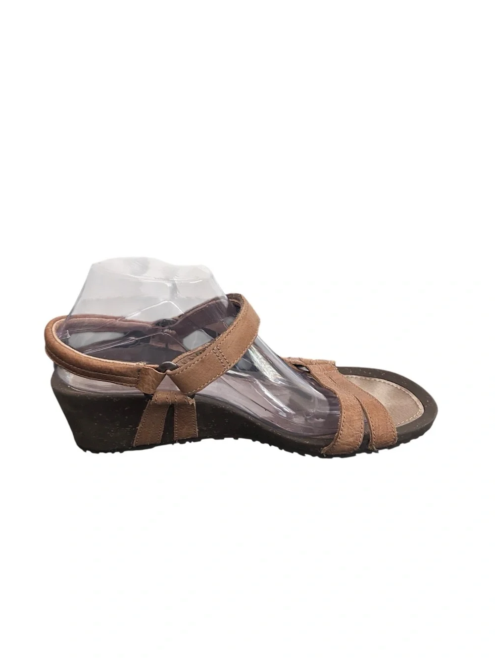 Teva Womens 4253 Brown Leather Wedge Sandals Comfort Shoes Size 10